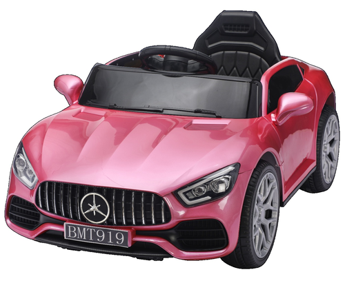 מכונית ממונעת 12V בדמות מרצדס GT עם גלגלי EVA, צלילים, אורות ושלט רחוק - ורוד