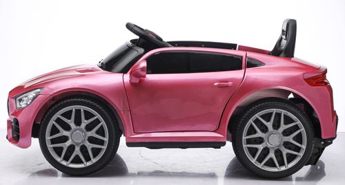 מכונית ממונעת 12V בדמות מרצדס GT עם גלגלי EVA, צלילים, אורות ושלט רחוק - כסוף מטאלי