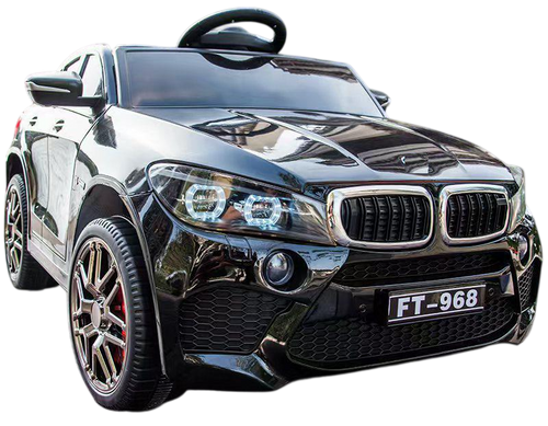 מכונית ממונעת 12V דמוי BMW X6 עם גלגלי EVA, הנעה 4X4, צלילים, אורות ושלט רחוק - שחור