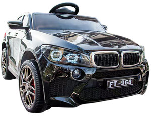 מכונית ממונעת 12V דמוי BMW X6 עם גלגלי EVA, הנעה 4X4, צלילים, אורות ושלט רחוק - שחור