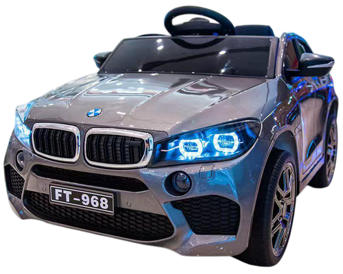 מכונית ממונעת 12V דמוי BMW X6 עם גלגלי EVA, הנעה 4X4, צלילים, אורות ושלט רחוק - אפור