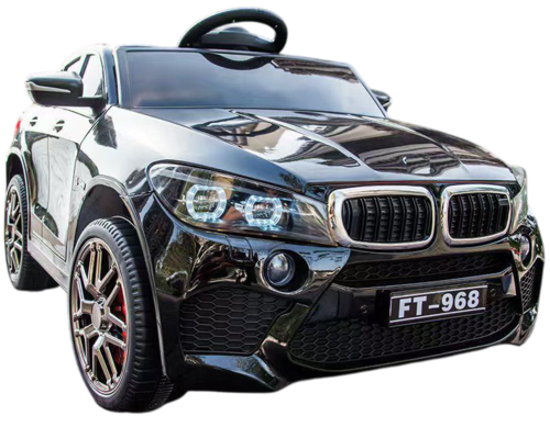 מכונית ממונעת 12V דמוי BMW X6 עם גלגלי EVA, הנעה 4X4, צלילים, אורות ושלט רחוק - שחור