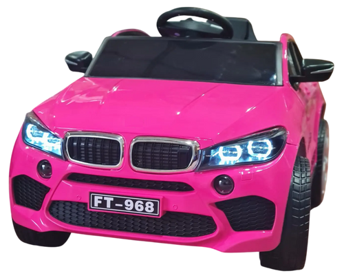 מכונית ממונעת 12V דמוי BMW X6 עם גלגלי EVA, הנעה 4X4, צלילים, אורות ושלט רחוק - ורוד