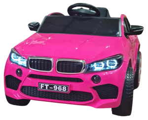 מכונית ממונעת 12V דמוי BMW X6 עם גלגלי EVA, הנעה 4X4, צלילים, אורות ושלט רחוק - ורוד