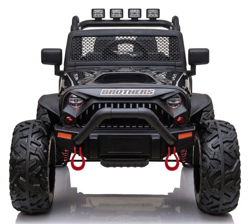ג'יפ ממונע סופה רוביקון 24V עוצמתי לילדים עם הגה כוח חשמלי, אורות וגלגלי גומי - שחור