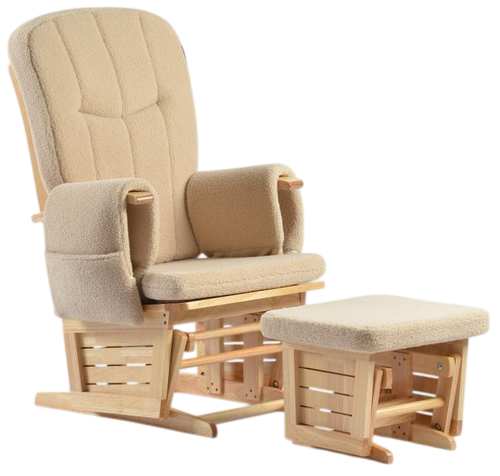 כורסת הנקה מפוארת קורל עם 6 מצבי שכיבה והדום מתנדנד - עץ טבעי / ריפוד בז' EASY BABY