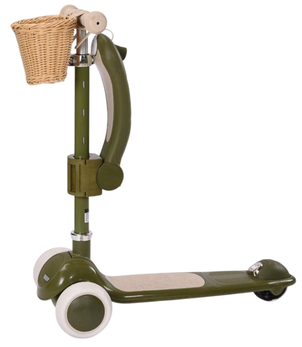 קורקינט וינטג' 2 ב-1 עם מושב מתנתק וסלסלת קש Retro Line - לבן