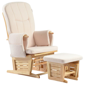 כורסת הנקה מפוארת קורל עם 6 מצבי שכיבה, הדום מתנדנד ובדי בוקלה נעימים - עץ טבעי / ריפוד קרם EASY BABY