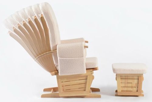 כורסת הנקה מפוארת קורל עם 6 מצבי שכיבה, הדום מתנדנד ובדי בוקלה נעימים - עץ טבעי / ריפוד קרם EASY BABY