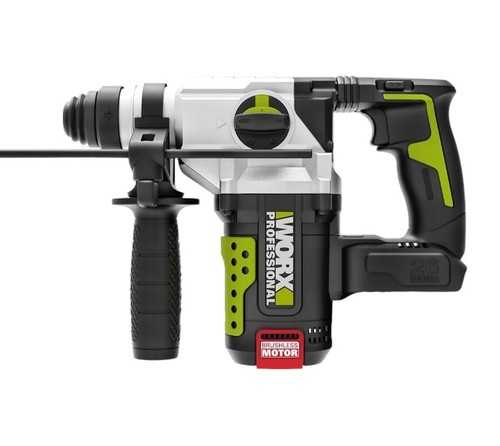 משחזת זווית נטענת 20V WU812.99 WORX + פטישון נטען WU389 + מברגת בוקסה 1/2400 N/M [ 2 סוללות 4 אמפר + מטען ]