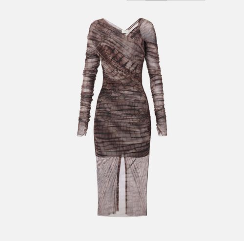 Dress in tulle fabric with alligator print