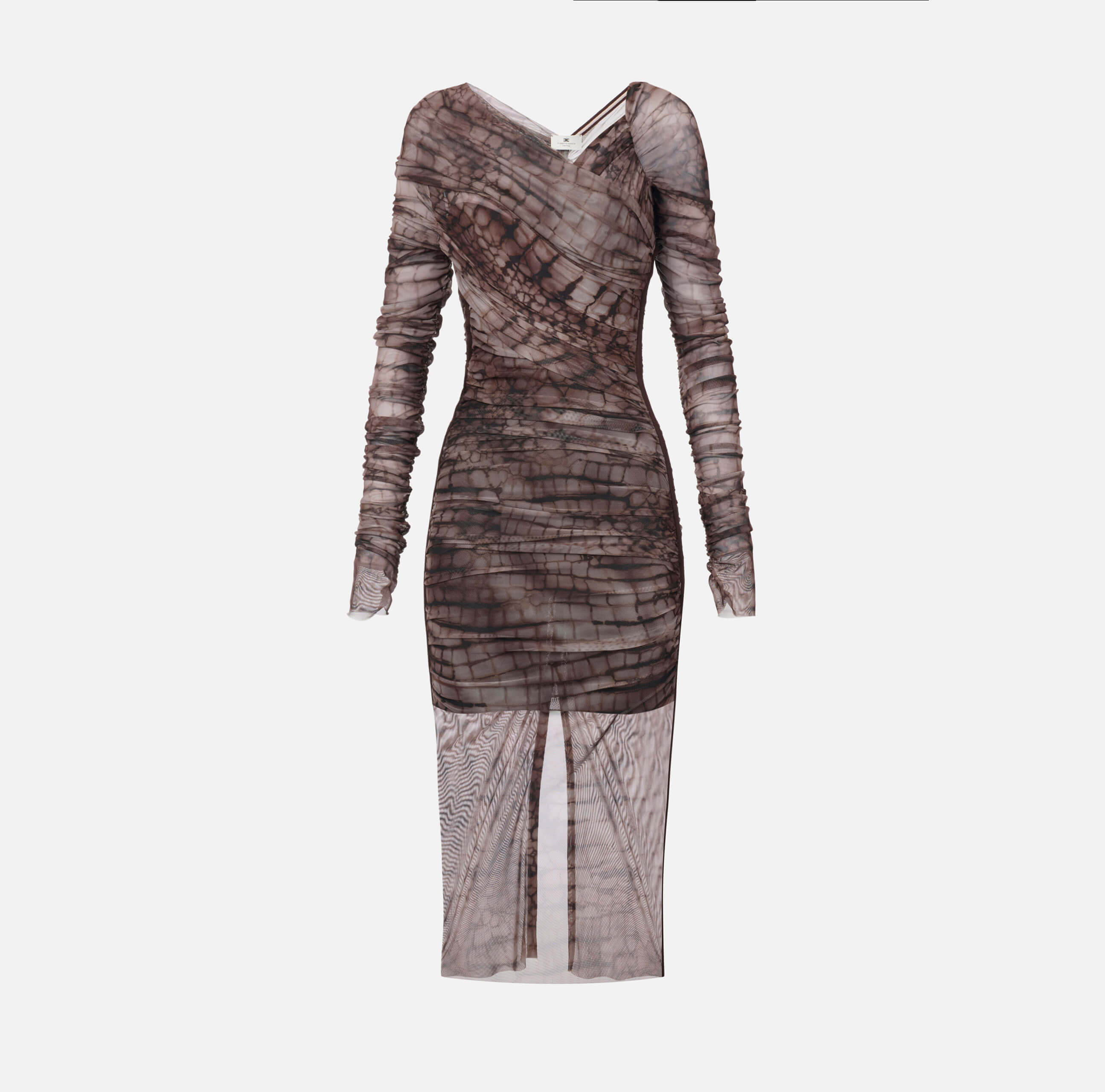 Dress in tulle fabric with alligator print