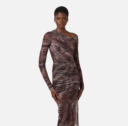 Dress in tulle fabric with alligator print