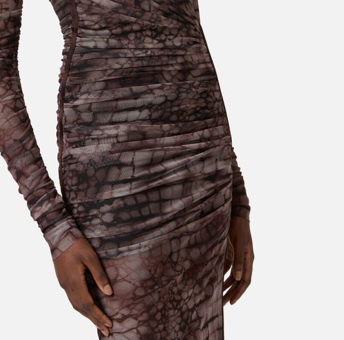 Dress in tulle fabric with alligator print