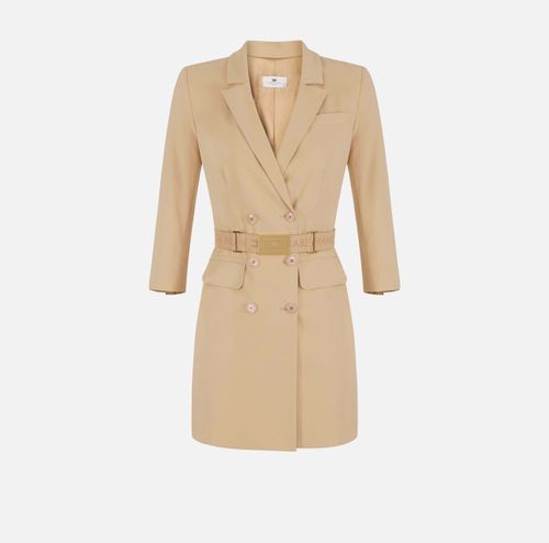 Dress in technical bi-elastic fabric with belt