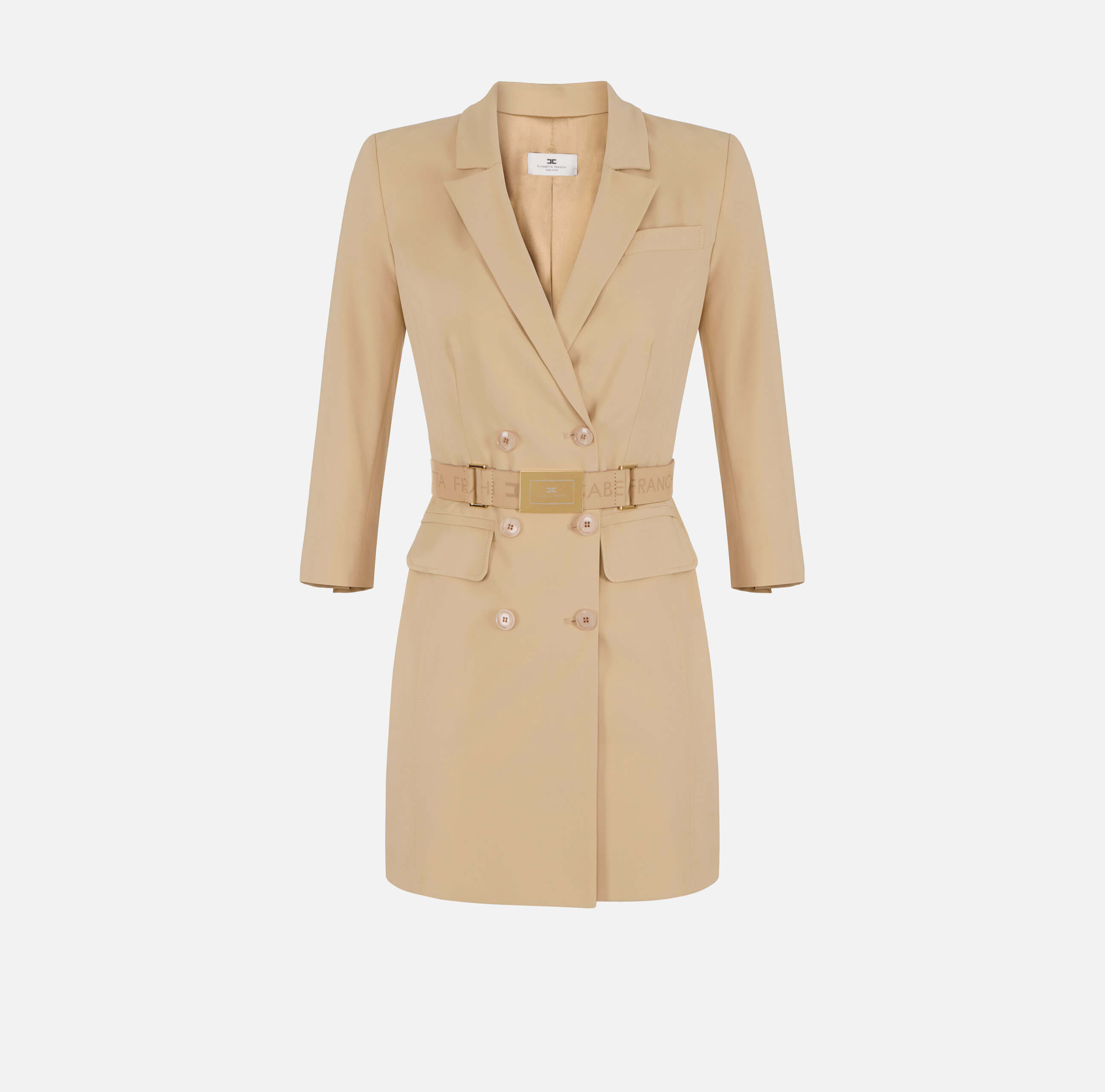 Dress in technical bi-elastic fabric with belt