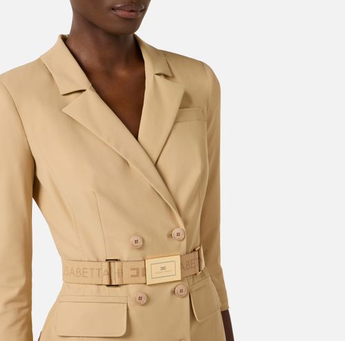 Dress in technical bi-elastic fabric with belt