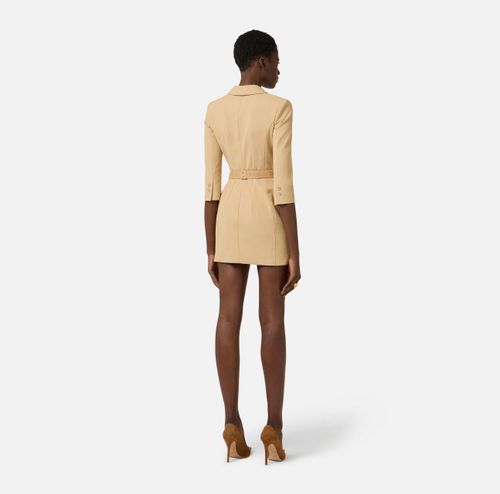 Dress in technical bi-elastic fabric with belt