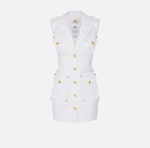 Cotton gabardine dress with cargo pockets