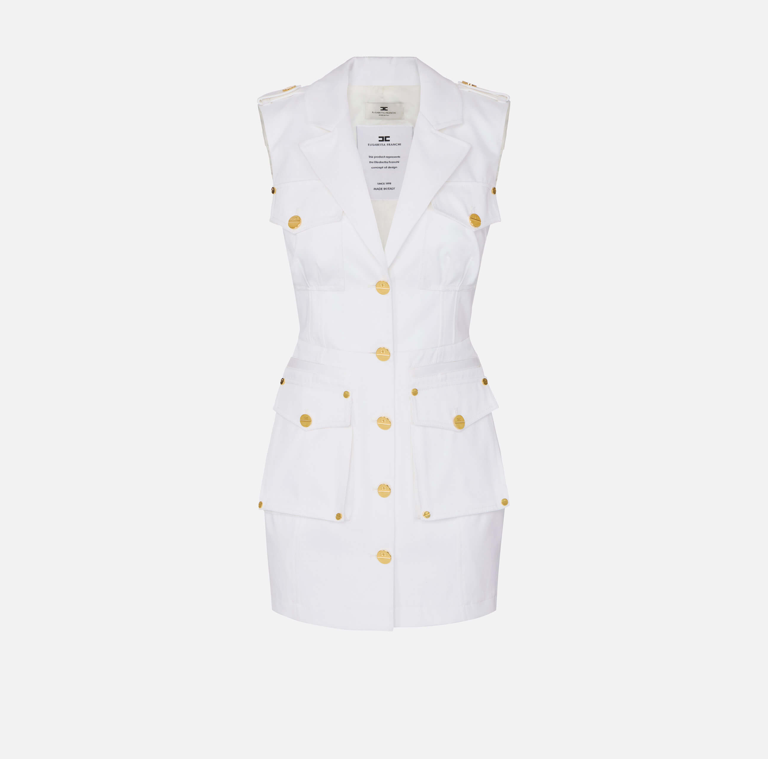 Cotton gabardine dress with cargo pockets