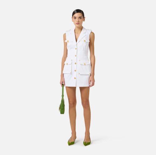 Cotton gabardine dress with cargo pockets