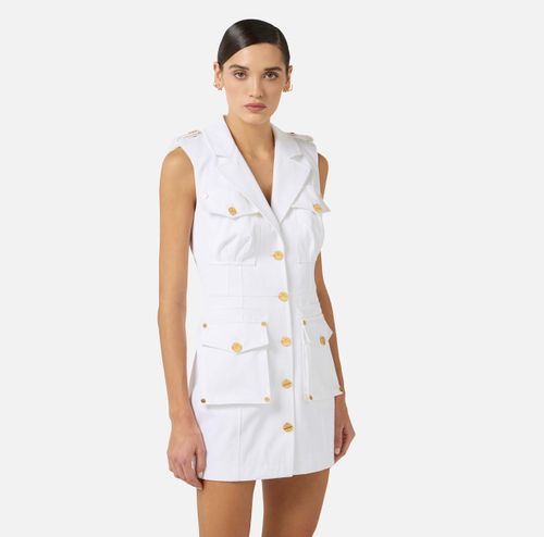 Cotton gabardine dress with cargo pockets