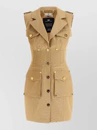 Cotton gabardine dress with cargo pockets