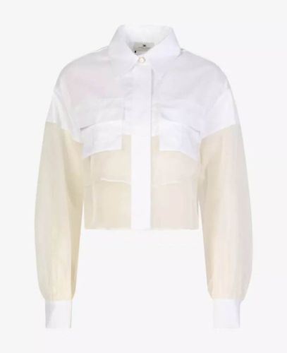 Organza shirt long sleeves buttoned cuffs pockets