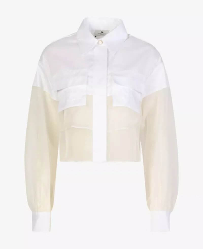 Organza shirt long sleeves buttoned cuffs pockets