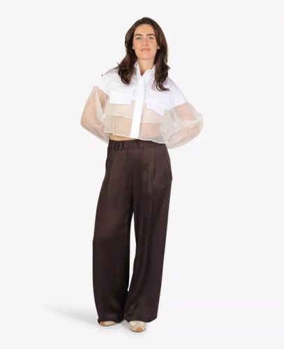 Organza shirt long sleeves buttoned cuffs pockets