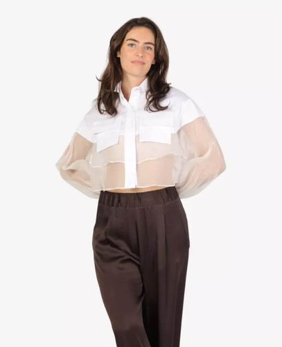 Organza shirt long sleeves buttoned cuffs pockets