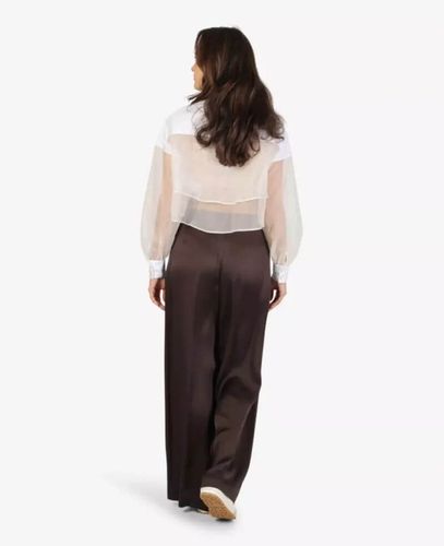 Organza shirt long sleeves buttoned cuffs pockets