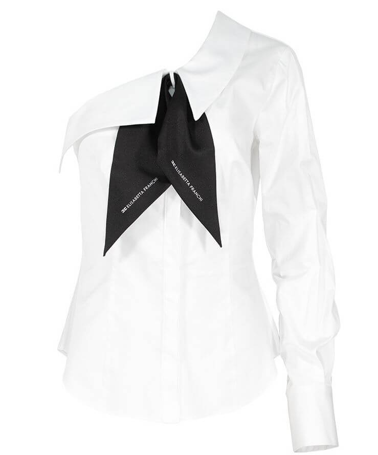 elisabetta franchi - one-shoulder shirt with scarf