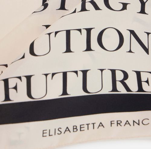 Silk foulard scarf with lettering print