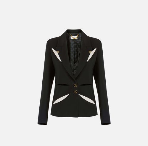 Jacket in lightweight crêpe fabric with two-colour cut-outs