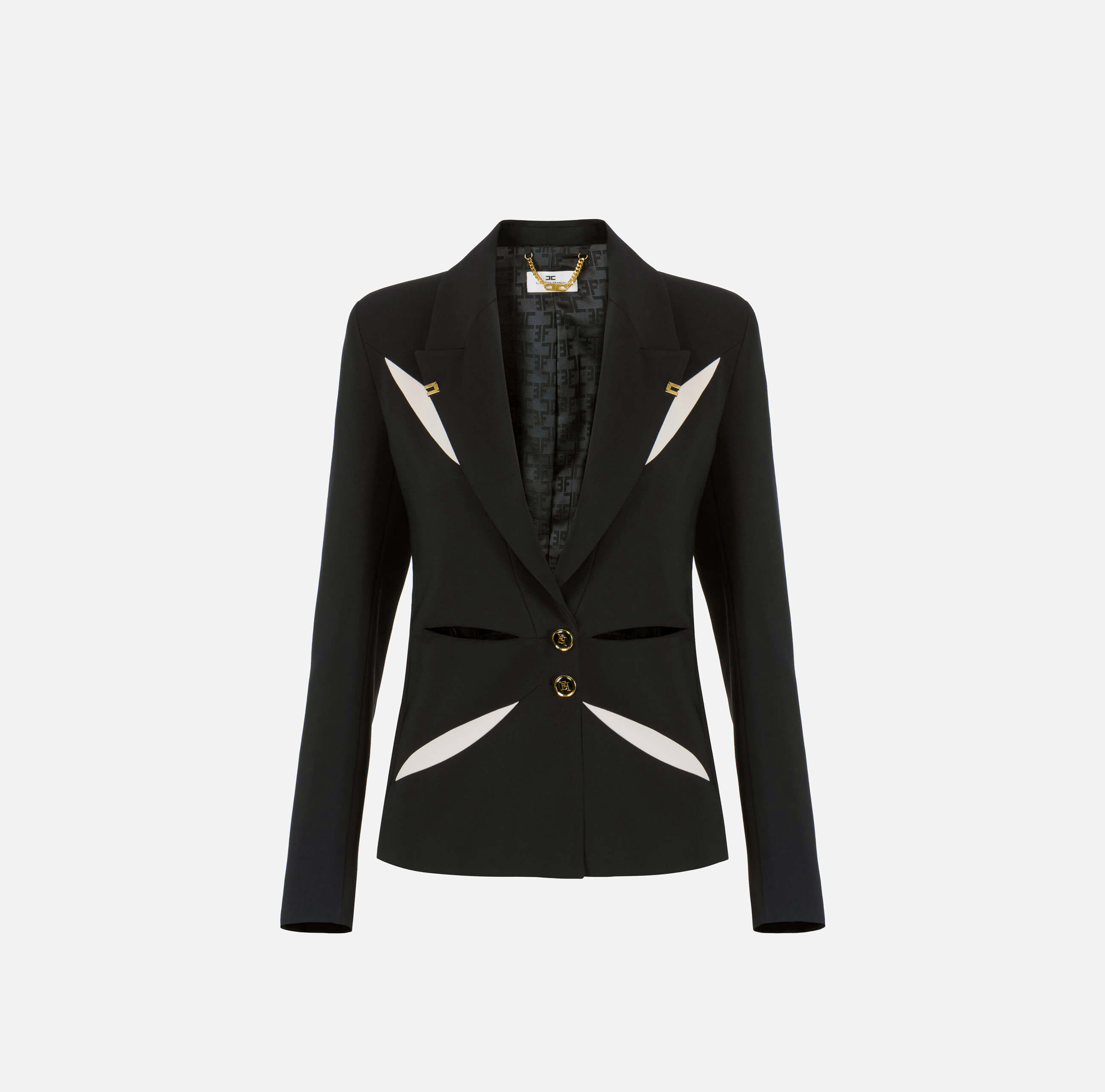 Jacket in lightweight crêpe fabric with two-colour cut-outs