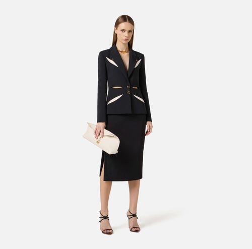 Jacket in lightweight crêpe fabric with two-colour cut-outs