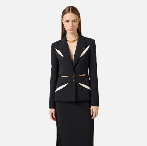 Jacket in lightweight crêpe fabric with two-colour cut-outs
