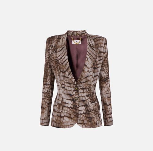 Jacket in crêpe fabric with alligator print