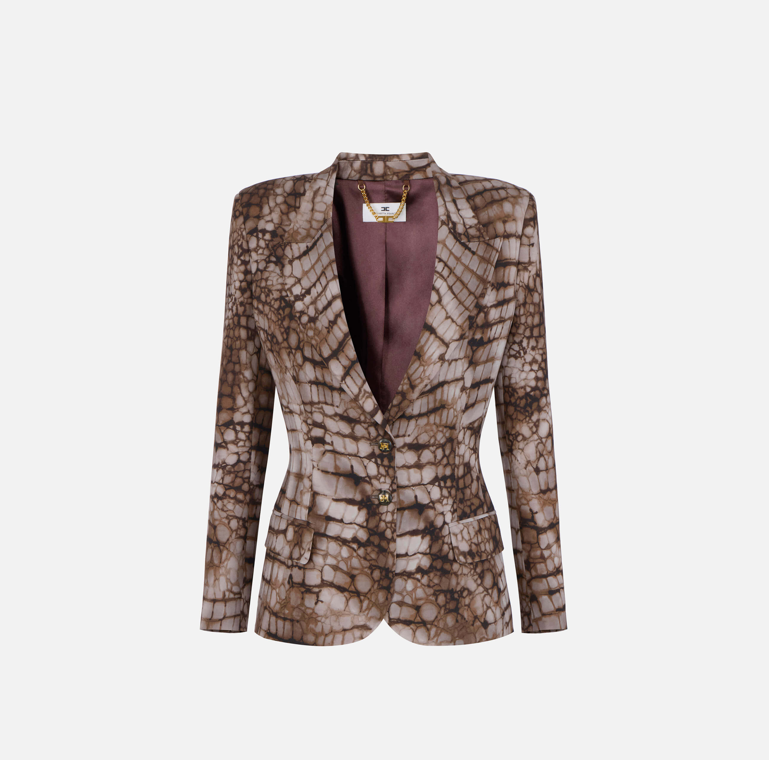 Jacket in crêpe fabric with alligator print