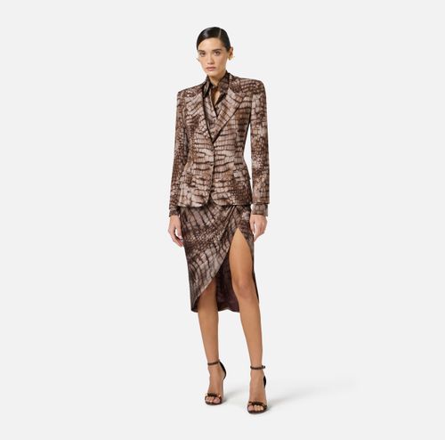 Jacket in crêpe fabric with alligator print