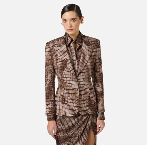 Jacket in crêpe fabric with alligator print