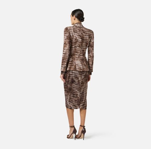 Jacket in crêpe fabric with alligator print