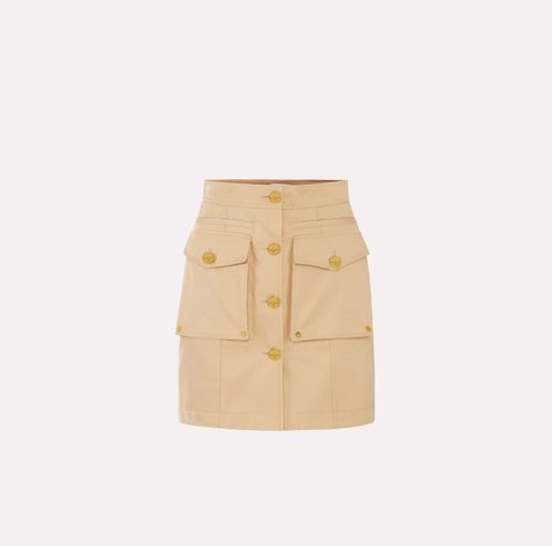Cotton gabardine miniskirt with cargo pockets