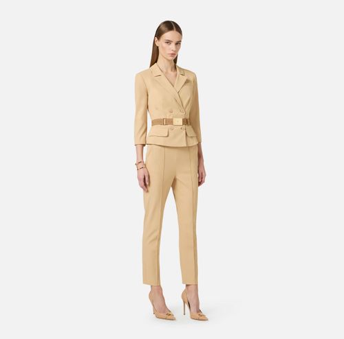 Trousers in technical bi-elastic fabric with belt