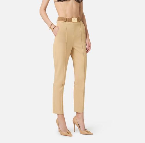 Trousers in technical bi-elastic fabric with belt