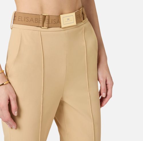 Trousers in technical bi-elastic fabric with belt