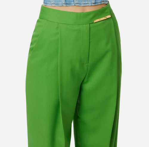 Cool wool trousers with jewel plaque