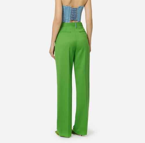 Cool wool trousers with jewel plaque