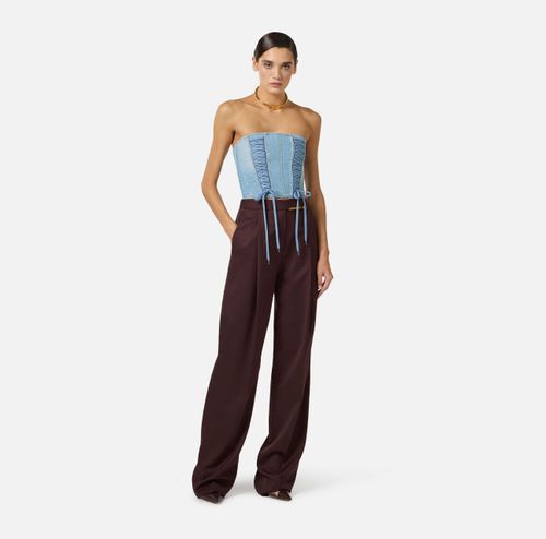 Cool wool trousers with jewel plaque